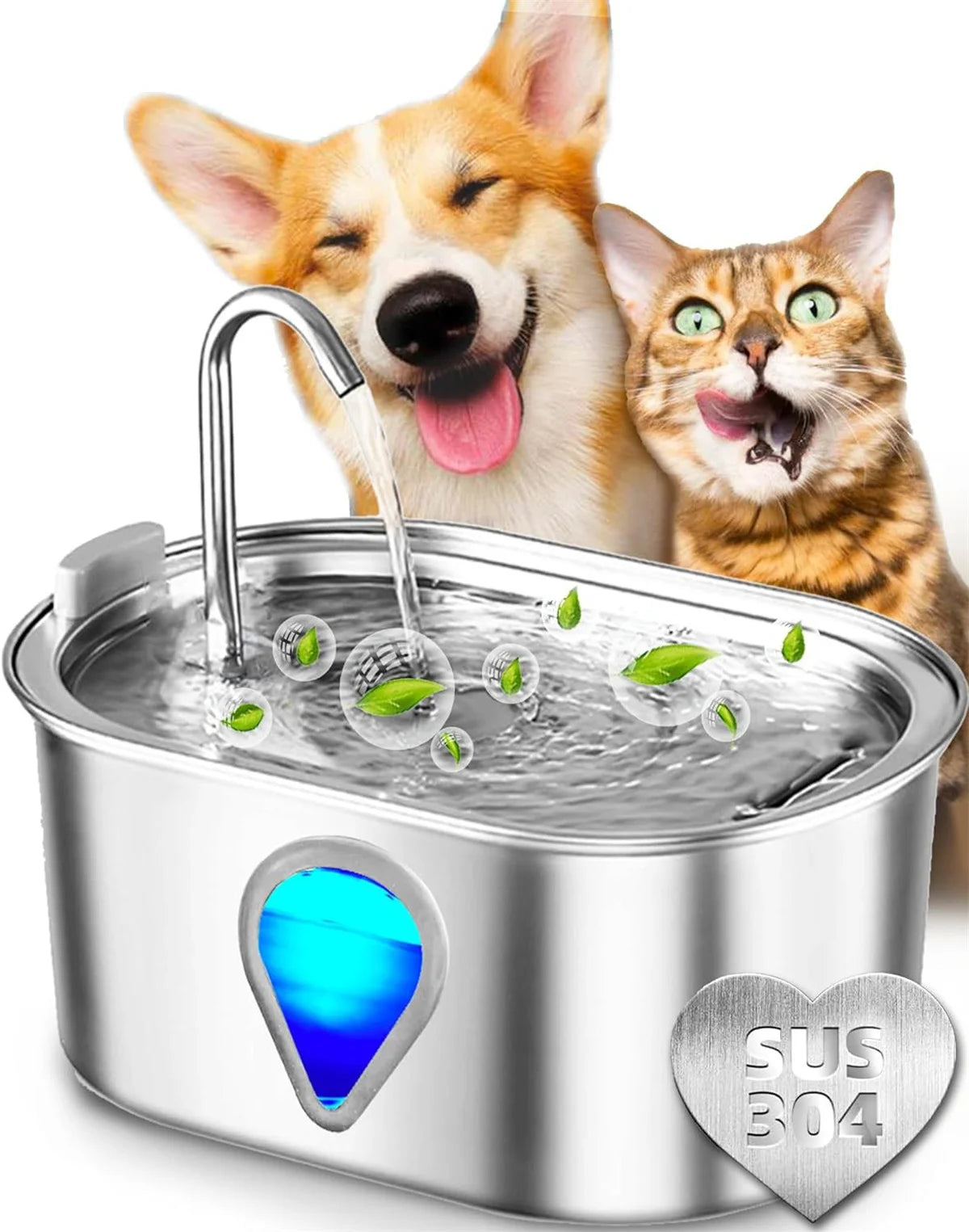 3.5L Pet Fountain with Water Level Window