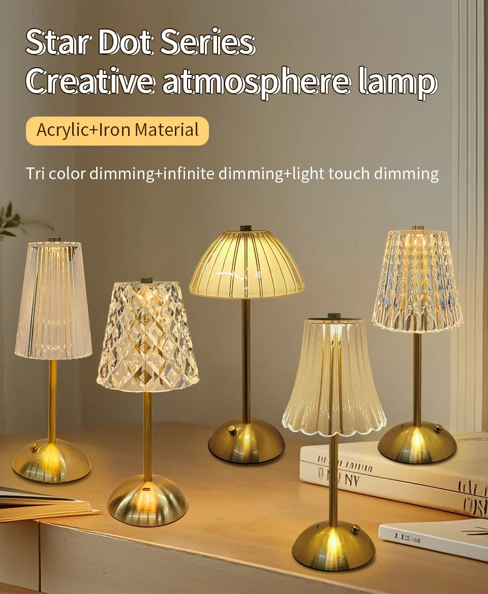LED Table Lamp, Touch Sensor, Wireless; 4 Styles