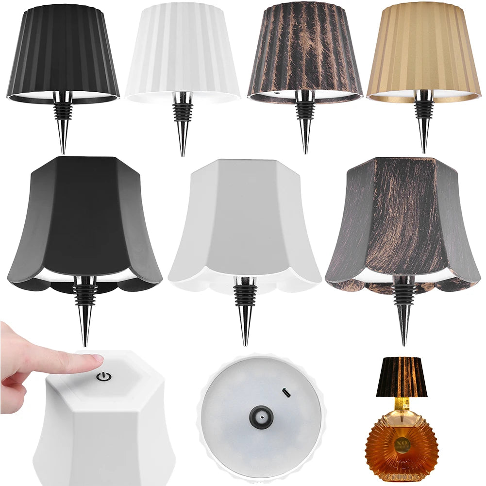 1Pcs Bottle Table Lamp, Wireless , Touch Control, 7 Styles
