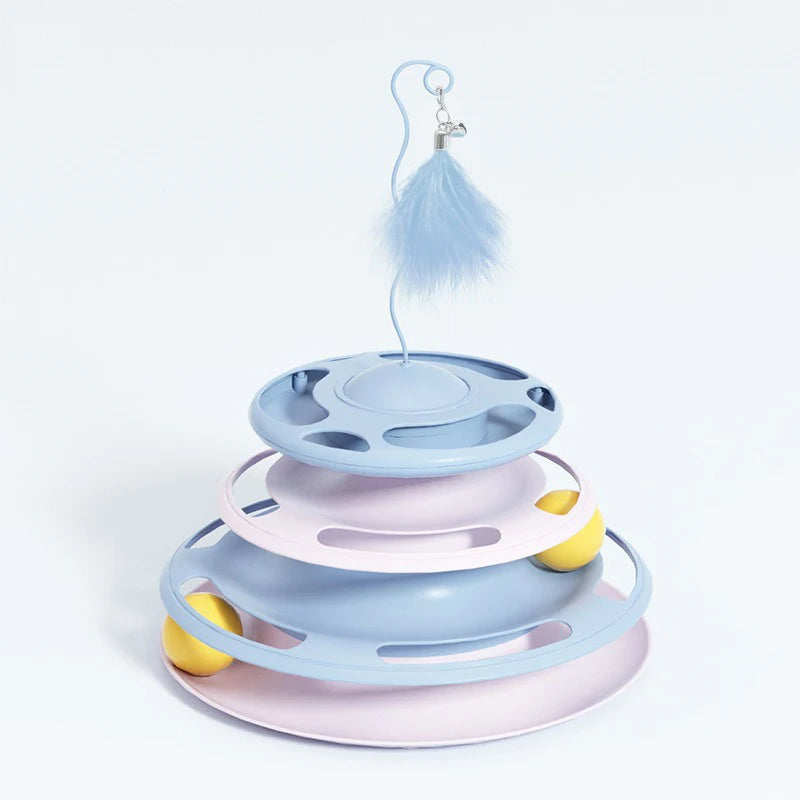 Flying Saucer Cat Toy; Food, Treat Feeder