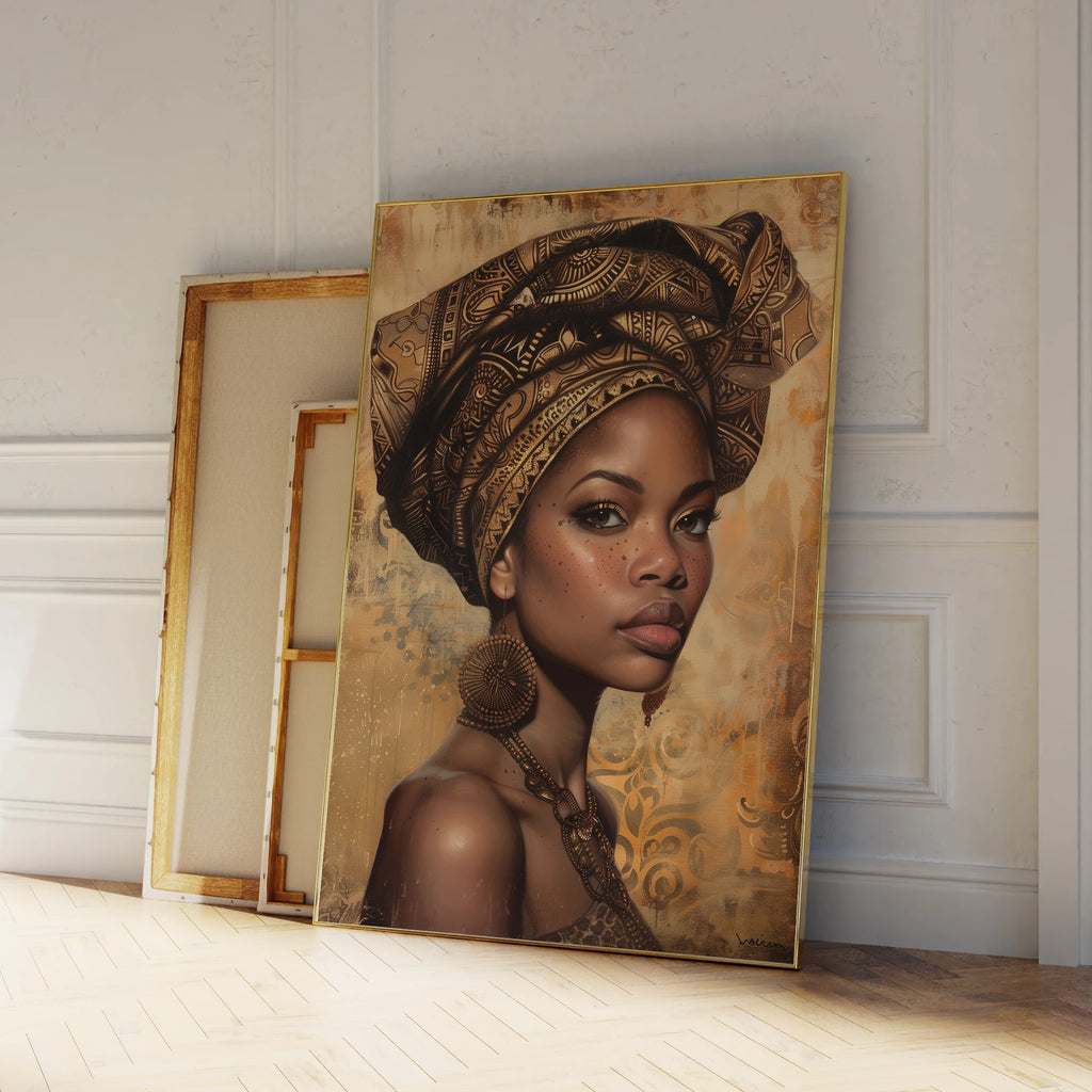 Modern African Girl Painting Fashion Portrait Wall Art