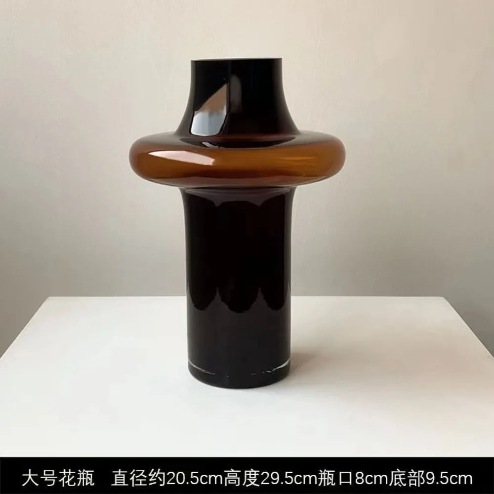 Unique Amber Art Glass Flower Vase
