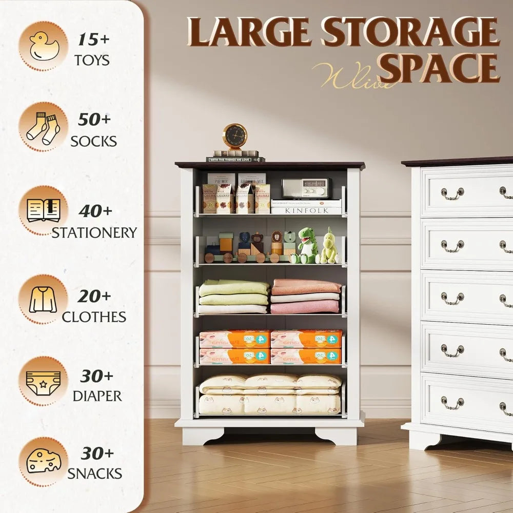 5-Drawer Wood Chest with Roman Metal Drawer Pulls