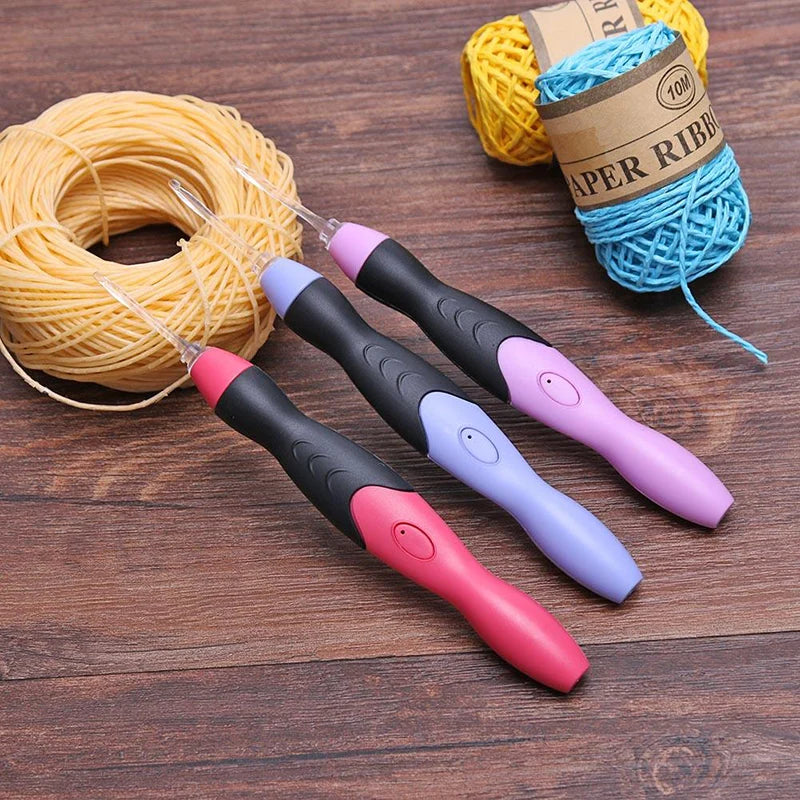 LED Light-Up Crochet Hook Set, USB Rechargeable