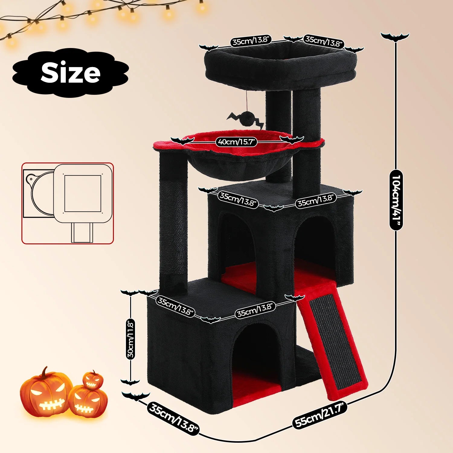 Spacious Cat Tower; Natural Sisal Scratching Posts