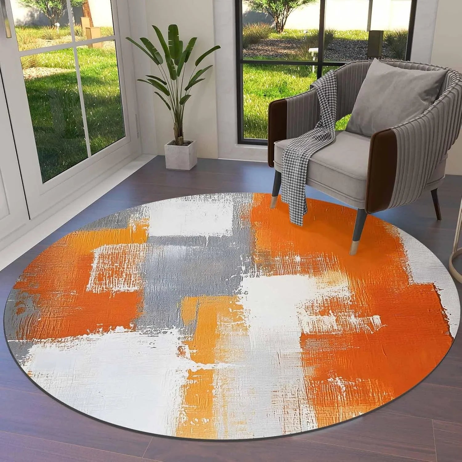 Modern Abstract Art Rug; Washable, 3 Designs/Sizes