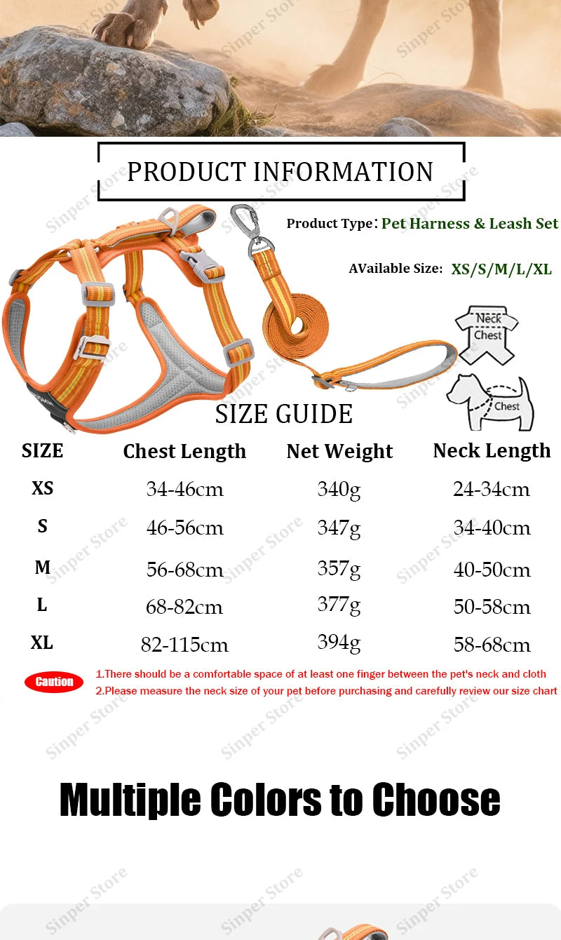No-Pull, Heavy-Duty Vest Harness & Leash Set