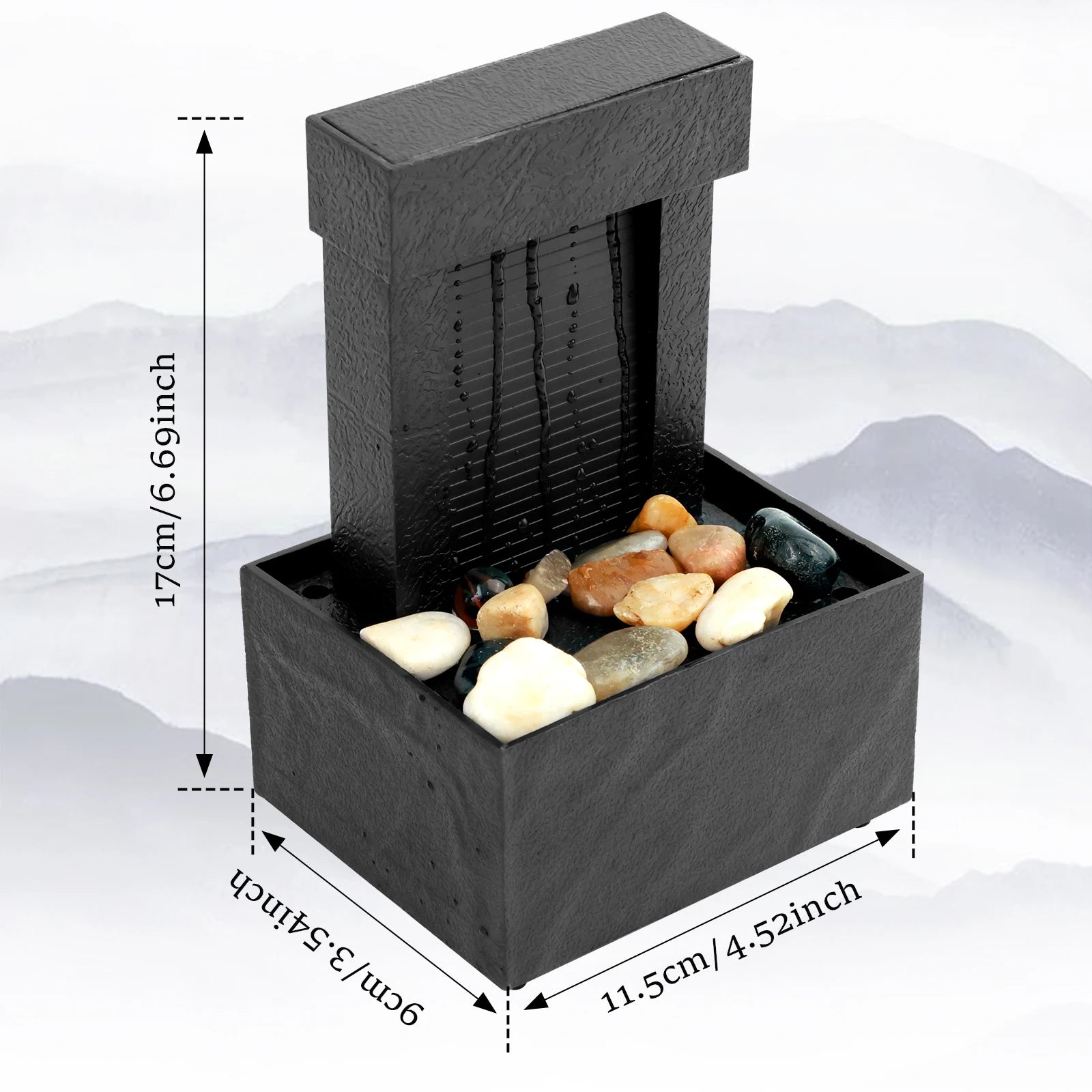 LED Tabletop Waterfall Fountain for Relaxation, Meditation