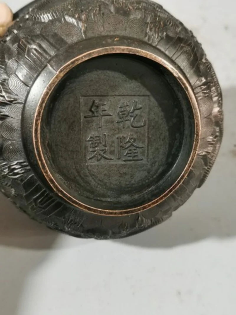 Chinese Bronze Nine Dragon Wealth Treasure Bowl