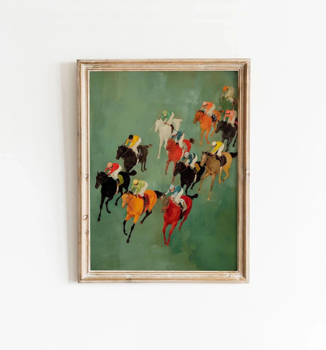 Vintage Canvas Print Colorful Jockeys Horse Racing