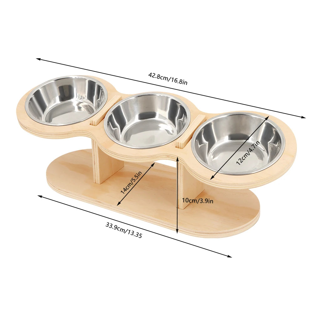 Cat 3 Bowl Raised Wooden Tilt Stand