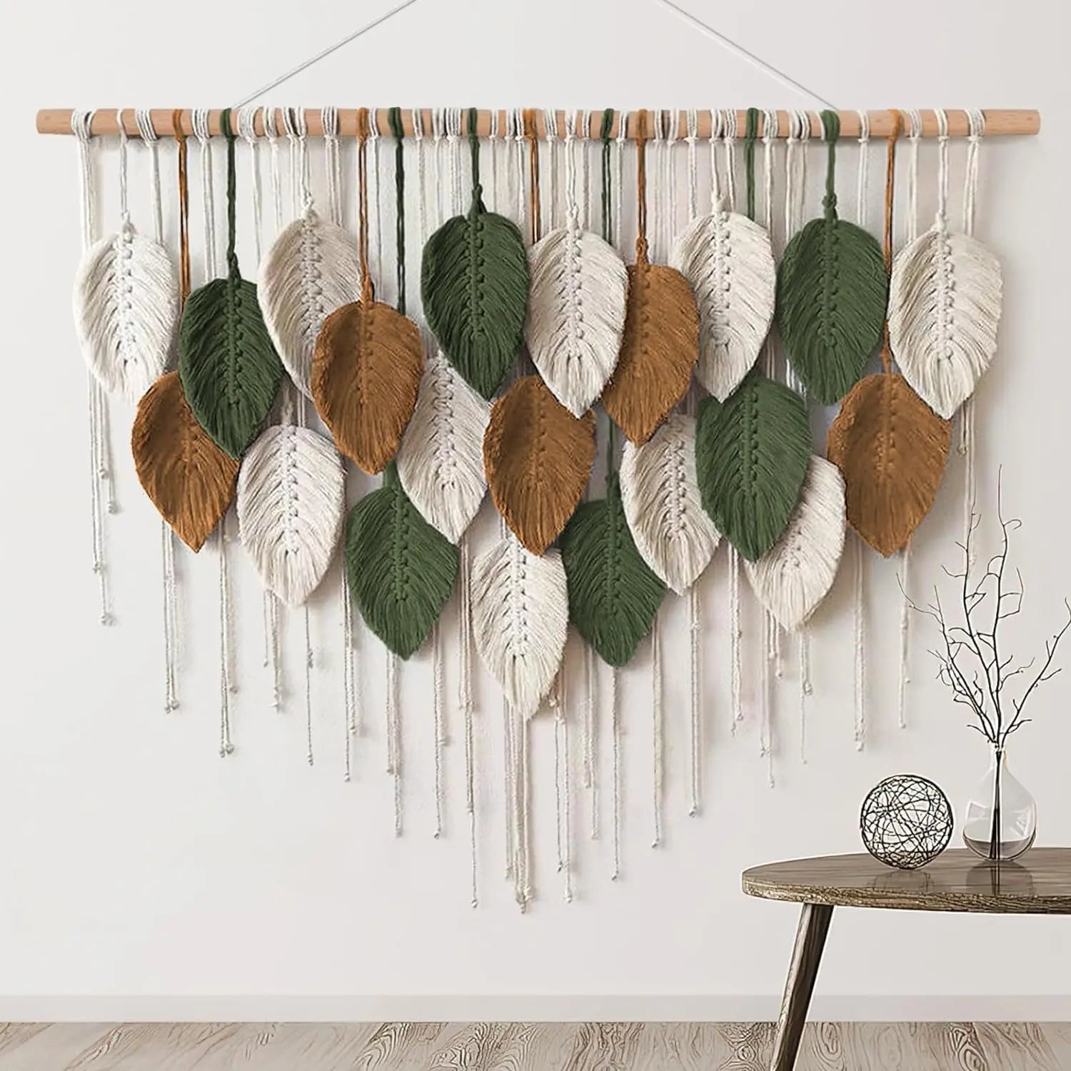 Handmade Boho Cotton Leaf Macrame Wall Art