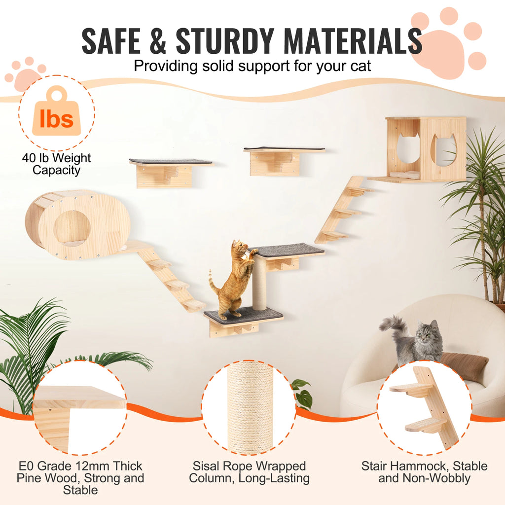 Wall Mounted Cat Shelves, Perches, Jumping Boards