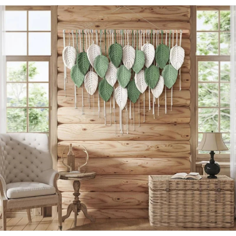 Handmade Boho Cotton Leaf Macrame Wall Art