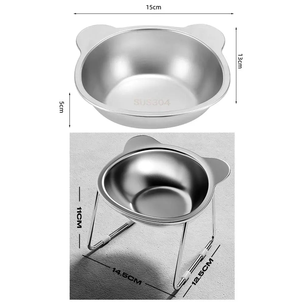 Stainless Steel Cat Bowl; 15° Elevated Design