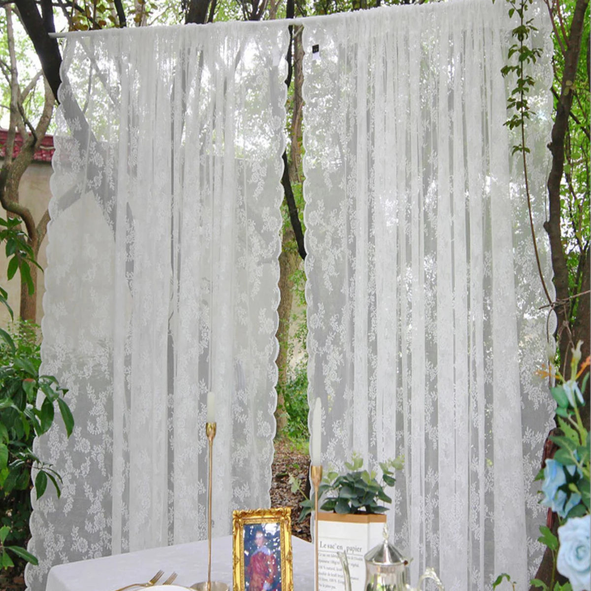 Romantic Lace Sheer Curtain; 8 Colors