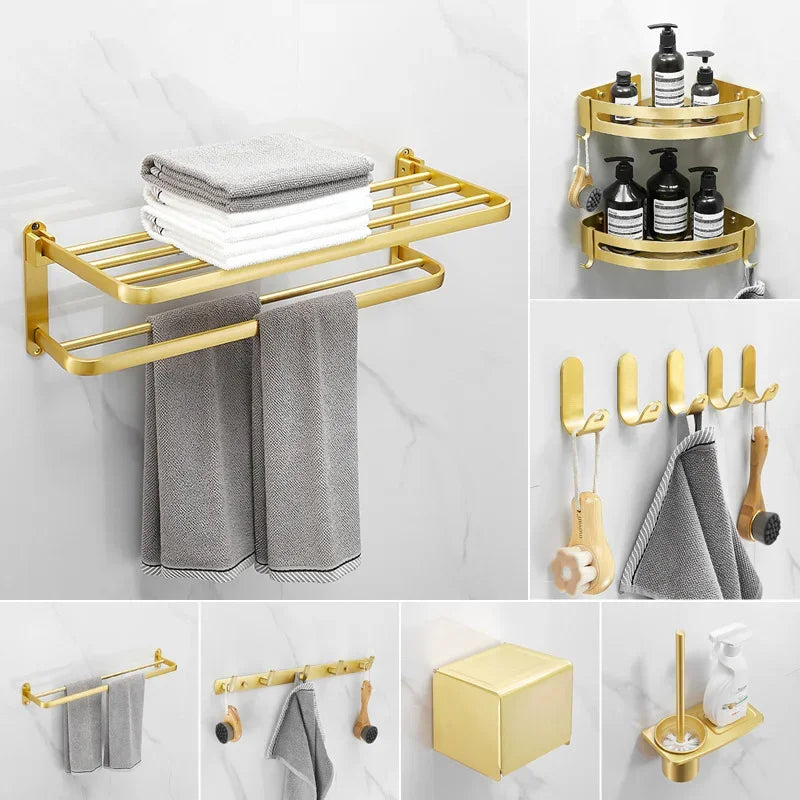 Elegant Brushed Brass Bathroom Accessories