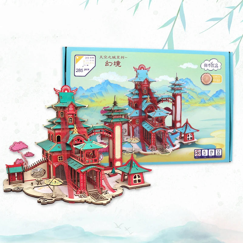 3D Puzzle Kits; Adult Chinese Style Building