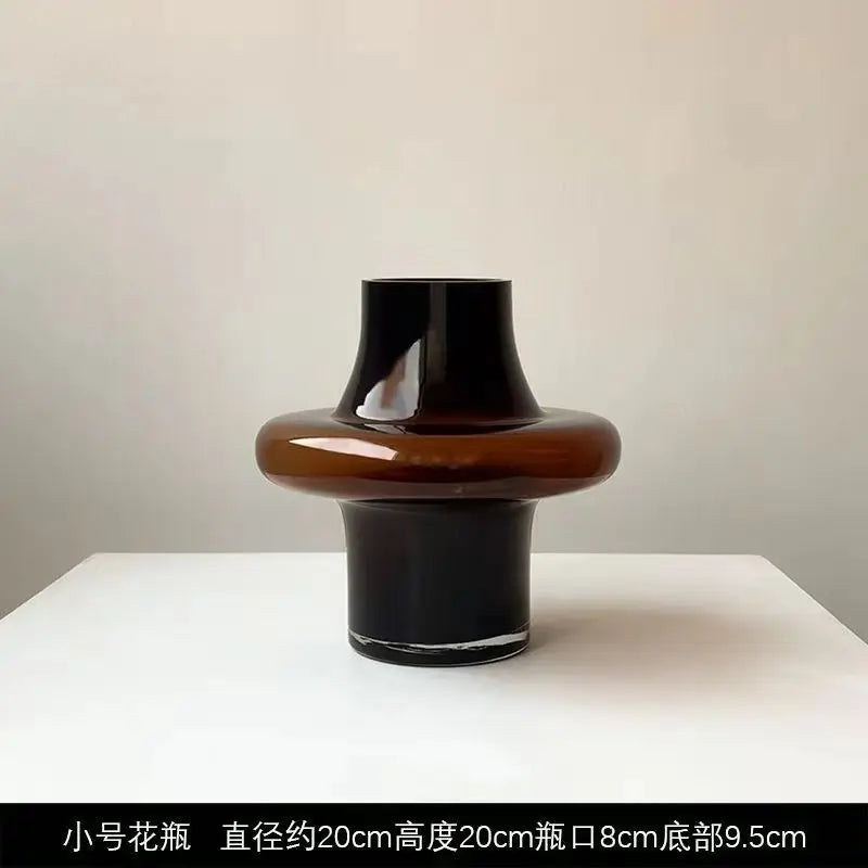 Unique Amber Art Glass Flower Vase