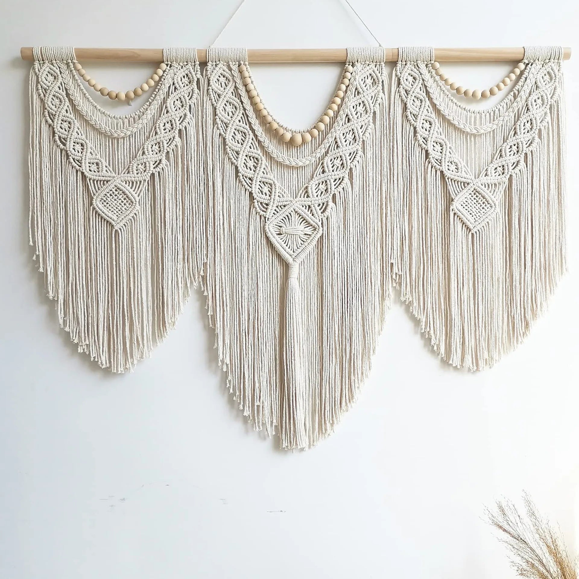 Handmade Creamy-White Macrame Hanging Wall Art