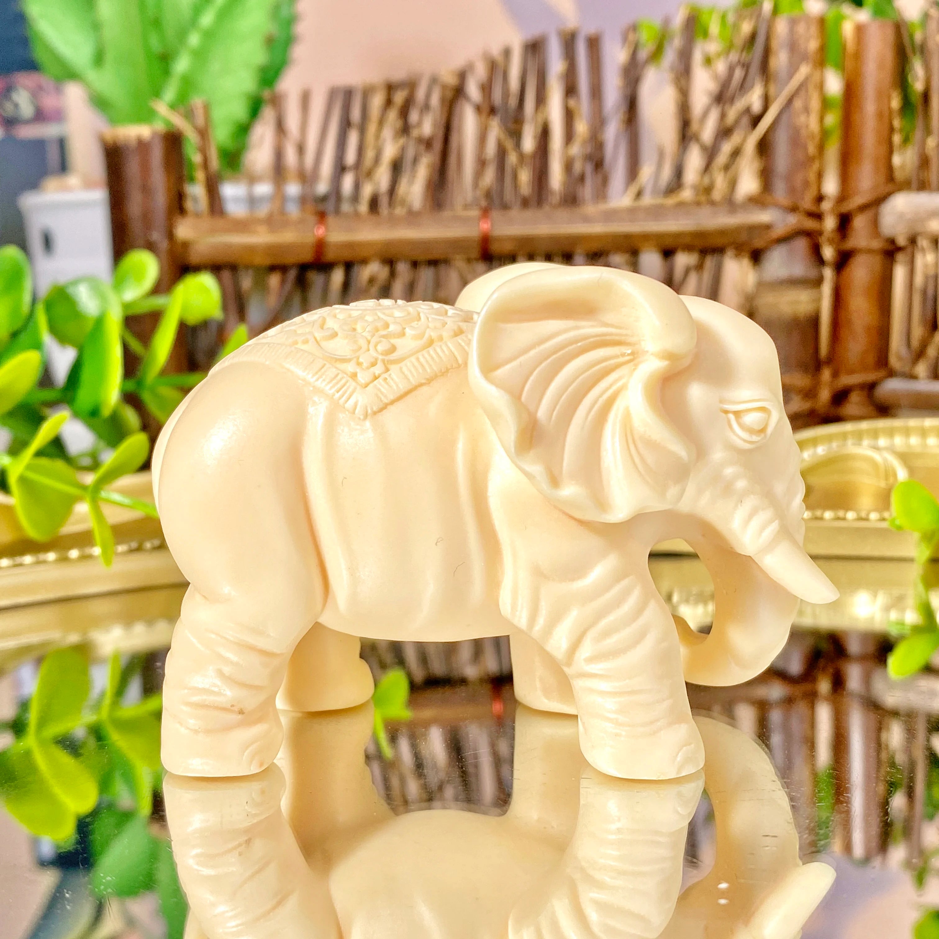 Hand Craved Ivory Tagua Nut Elephant Carving