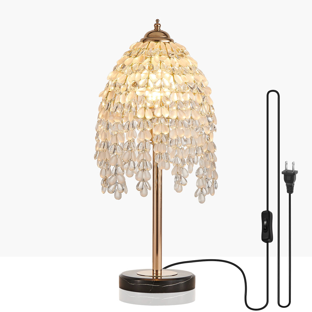 Crystal Table Lamp, Waterfall Design. Crystal Bead String Shade.