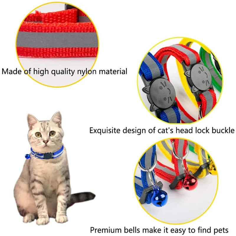 Reflective Cat Bell Collars, Adjustable