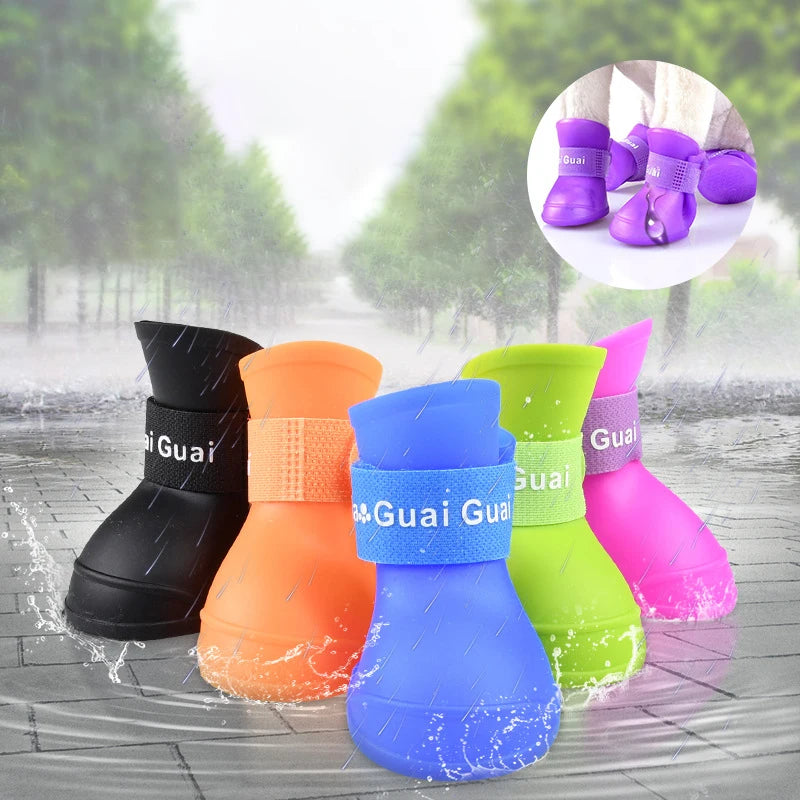 4Pcs Waterproof Rain shoes, Anti-slip Dog Boot
