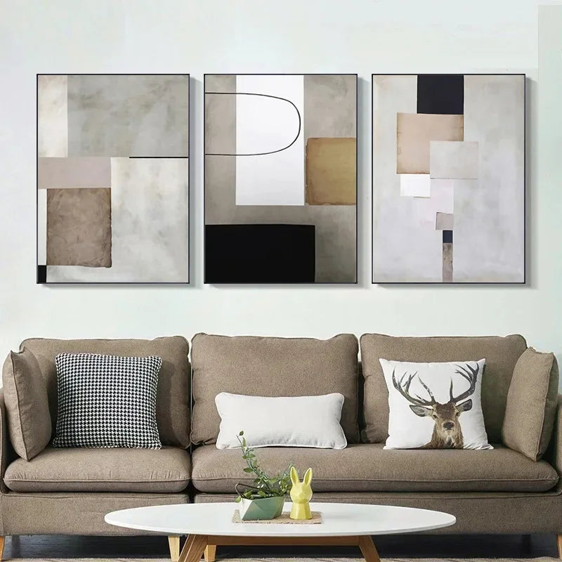 Minimalist Industrial Style Modern Abstract Canvas Artwork.