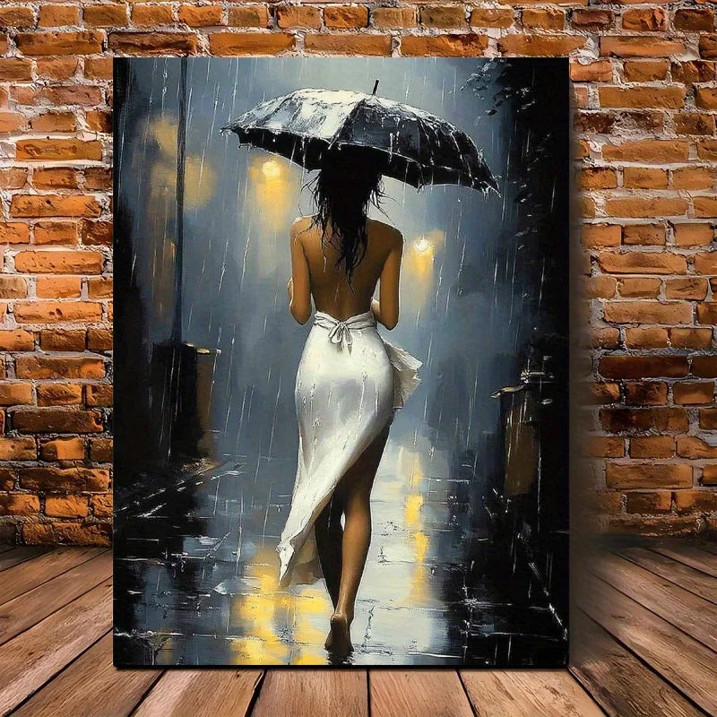 Romantic Rainy Night, Elegant Style Canvas Art