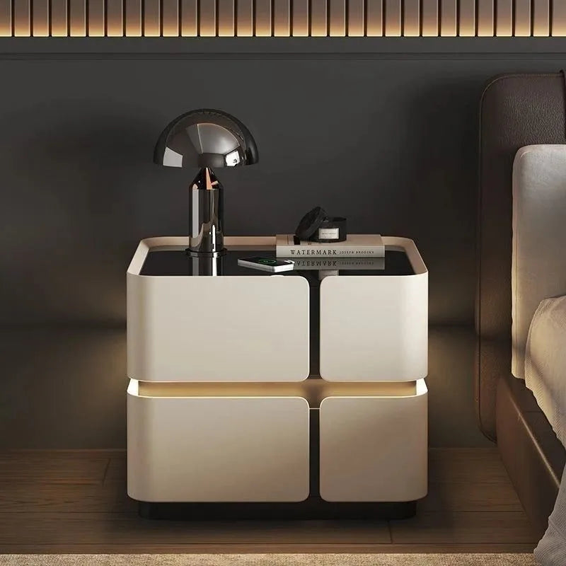 Solid Wood Sleek Modern Bedside Nightstand