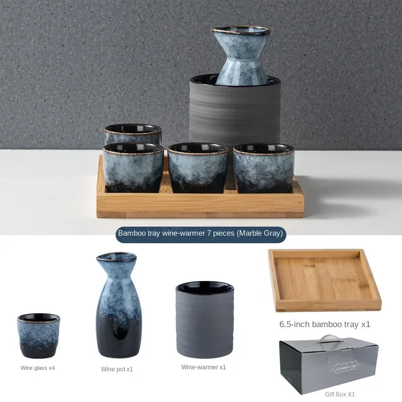 Handmade Japanese Style Sake Warmer & Cups