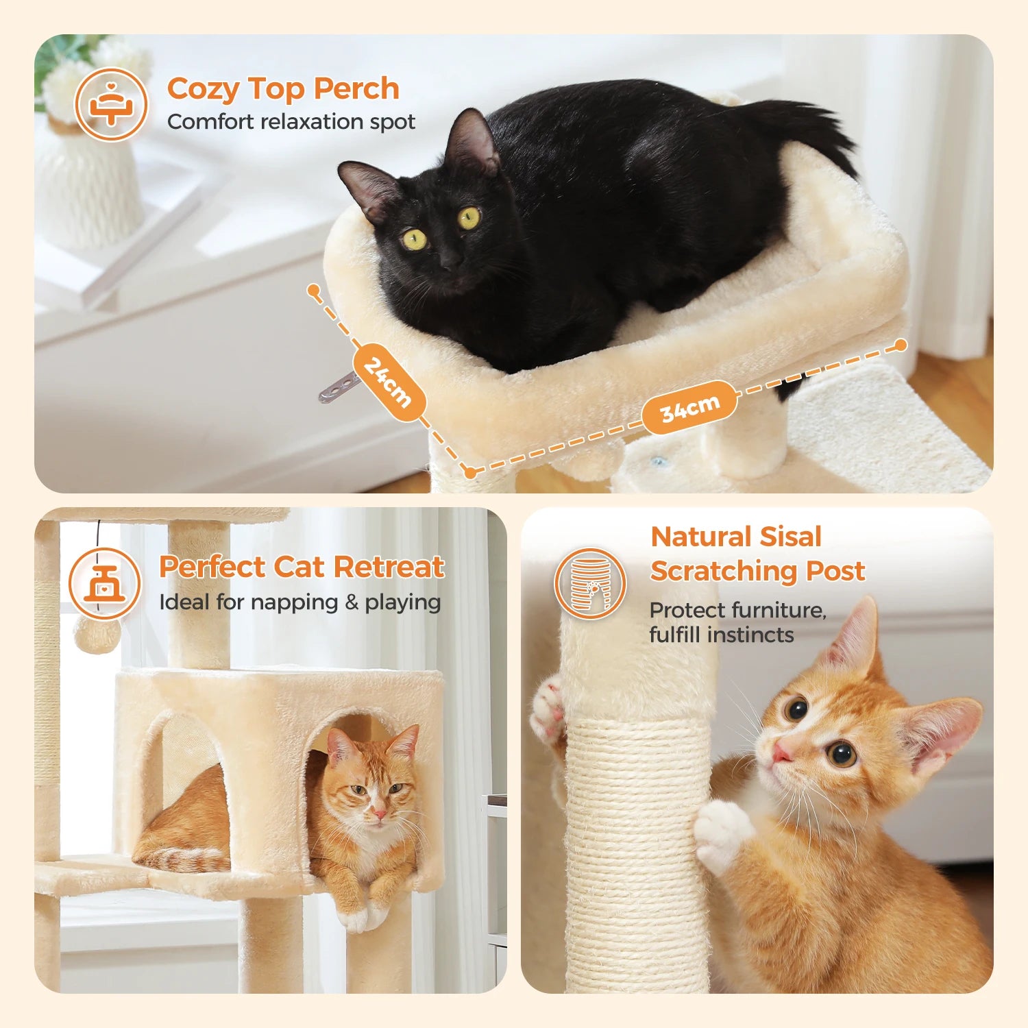 5-Level Cat Tower, 45" with Top Perch