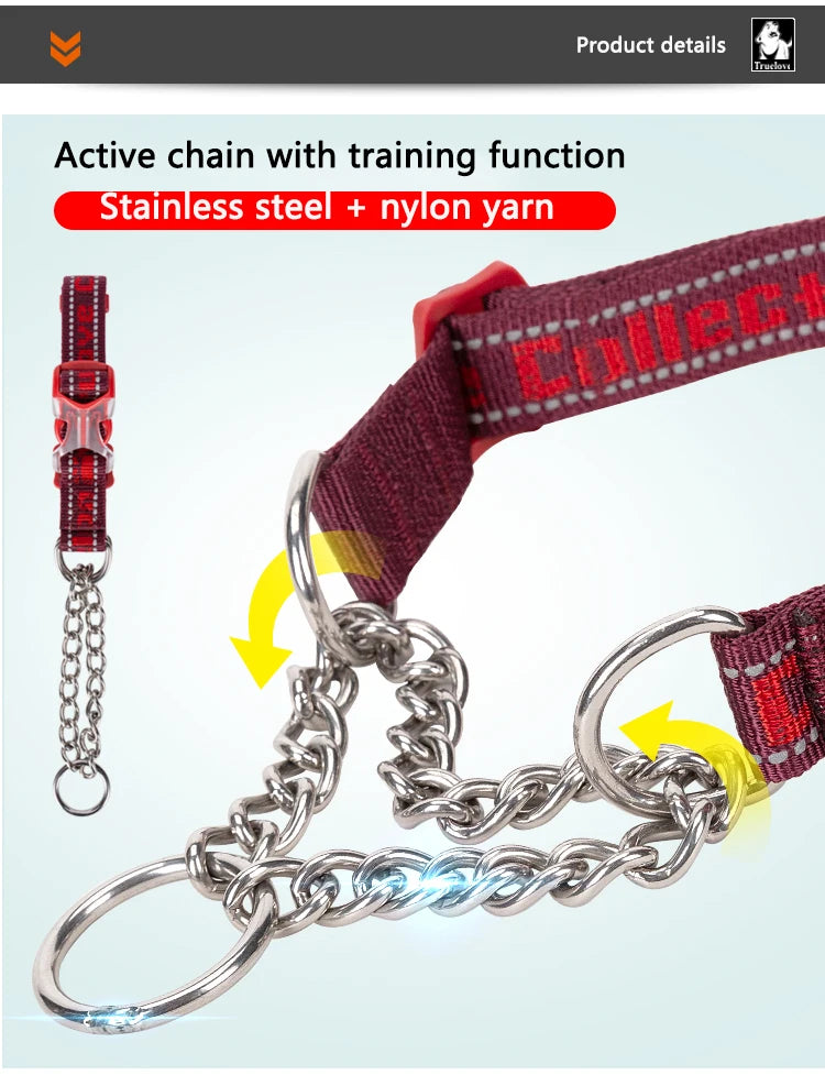 No-Pull Stainless Steel Nylon Dog Training Collar