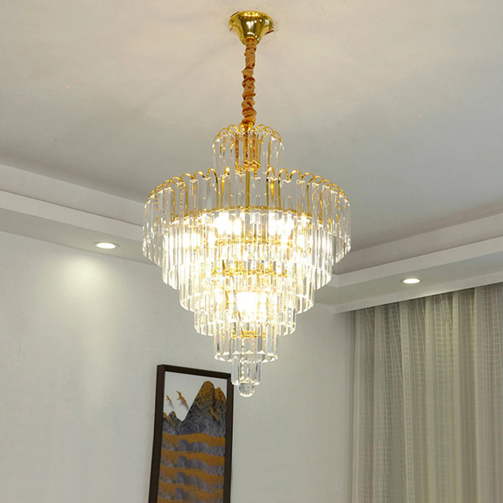 Luxury LED Crystal Chandelier, with Gold Accents