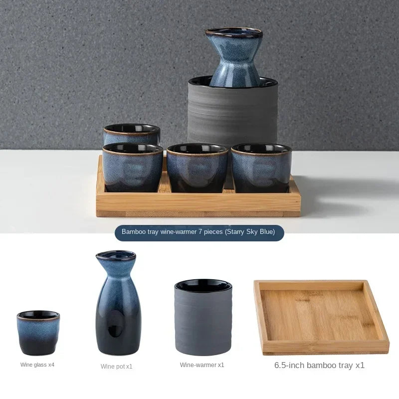 Handmade Japanese Style Sake Warmer & Cups