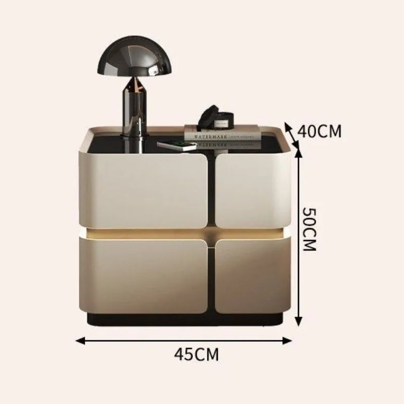 Solid Wood Sleek Modern Bedside Nightstand