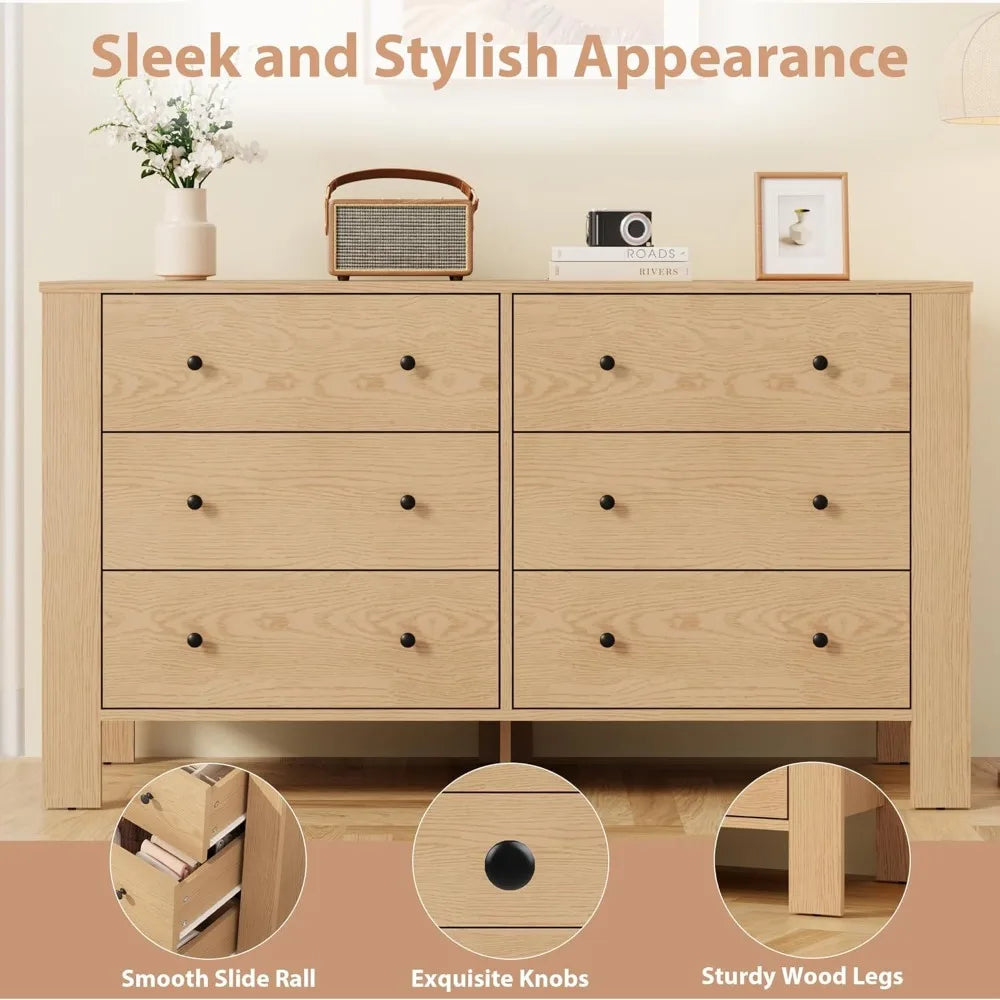 Modern 6-Drawer Dresser or Living/Dining Side Table
