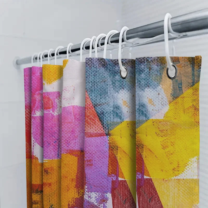Abstract Shower Curtain; Vivid Multicolored Bath Decor