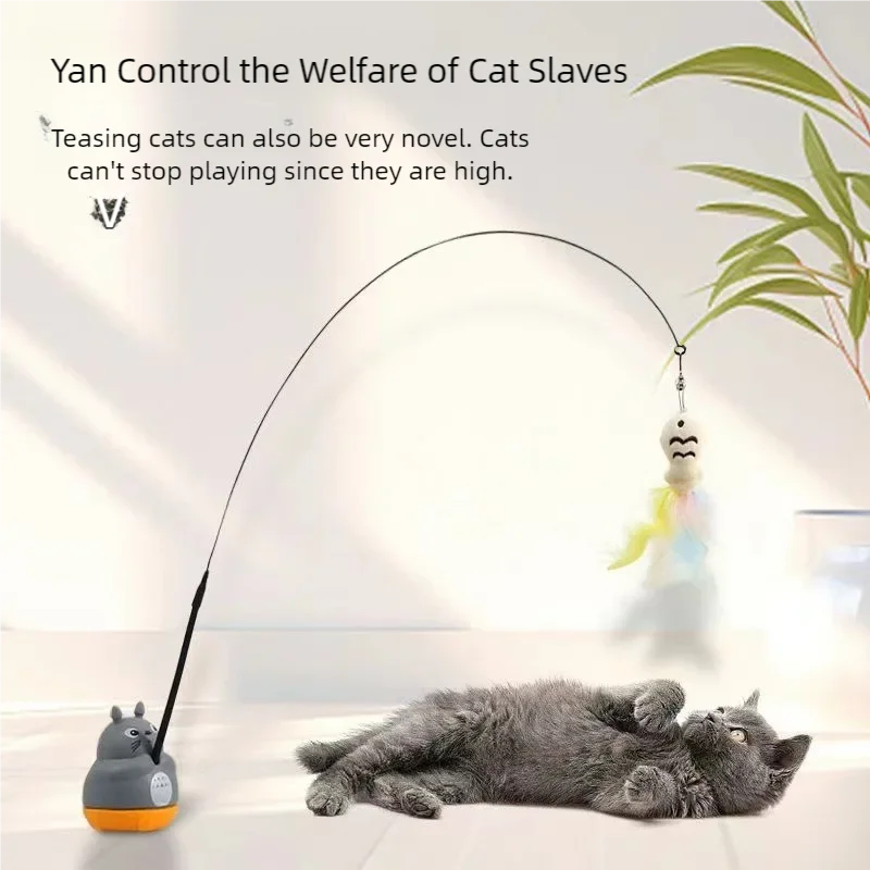 Interactive Cat Toy; Self-Rotating  Fishing Toy