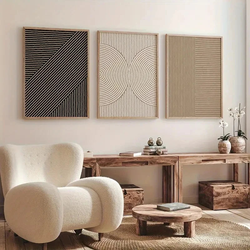 3pcs/Set Modern Abstract Line Canvas Wall Art