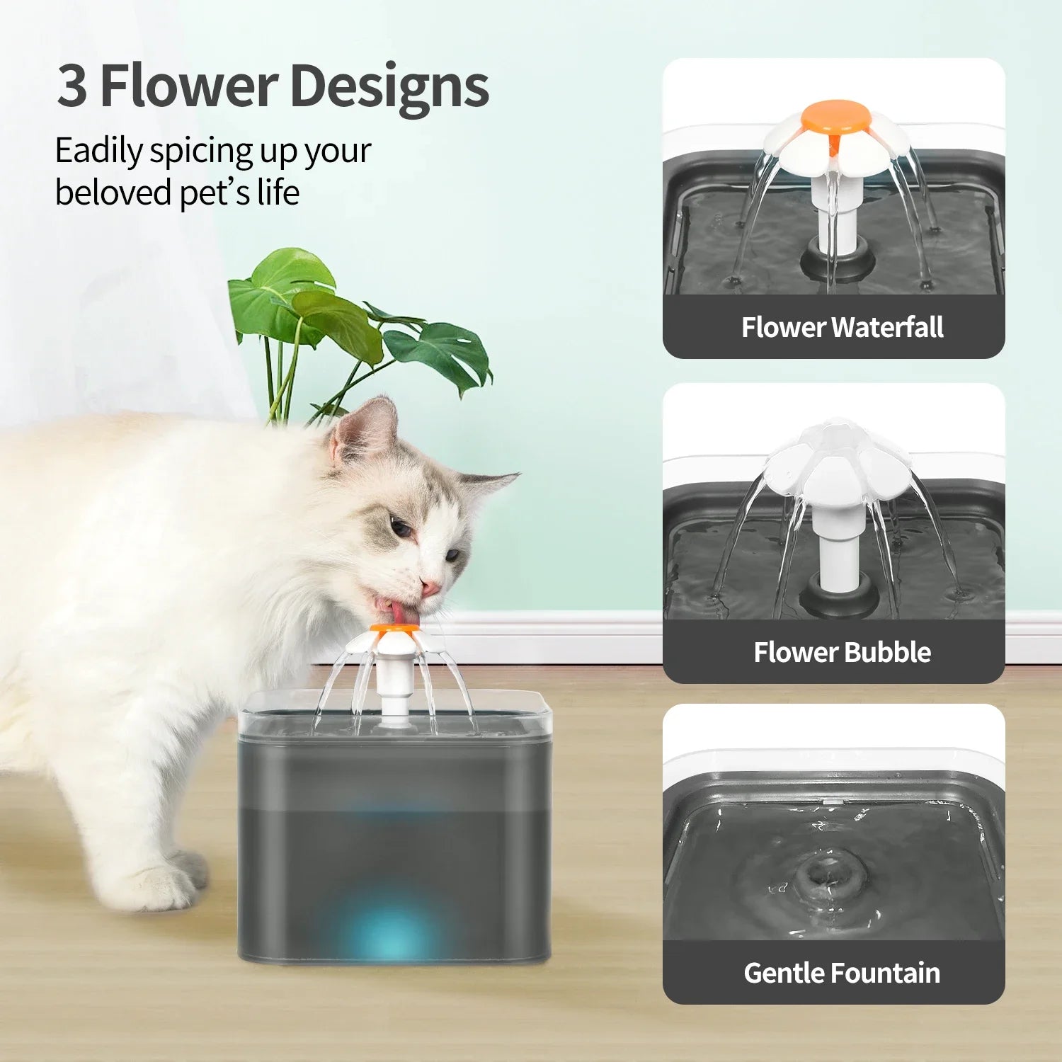 Silent Cat Water Dispenser; LED Lighting,