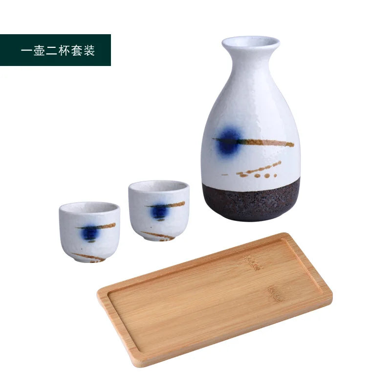 Japanese Ceramic Sake Pot & Cups Set