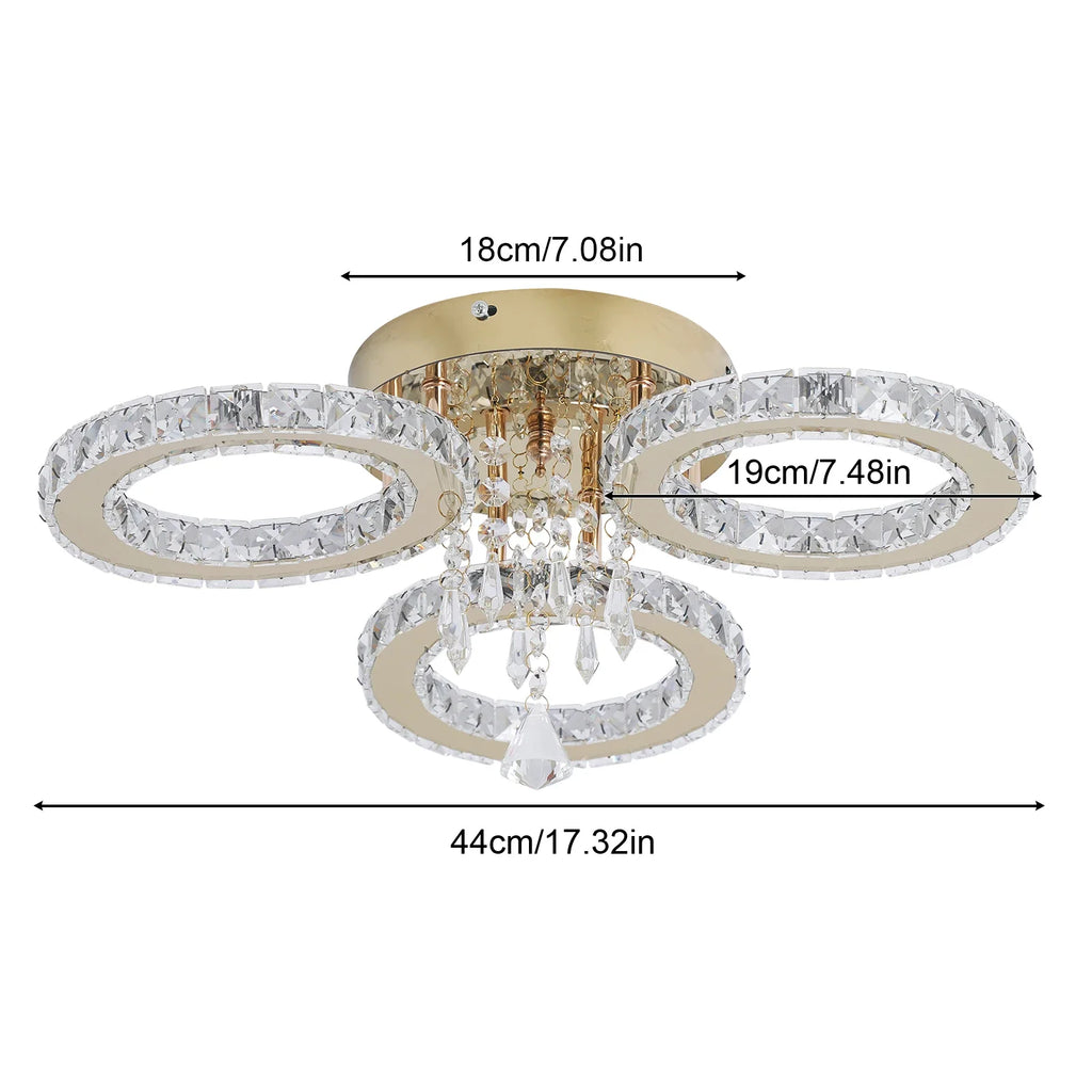 Luxury LED Crystal Ceiling Chandelier, 5-Ring or 3-Ring