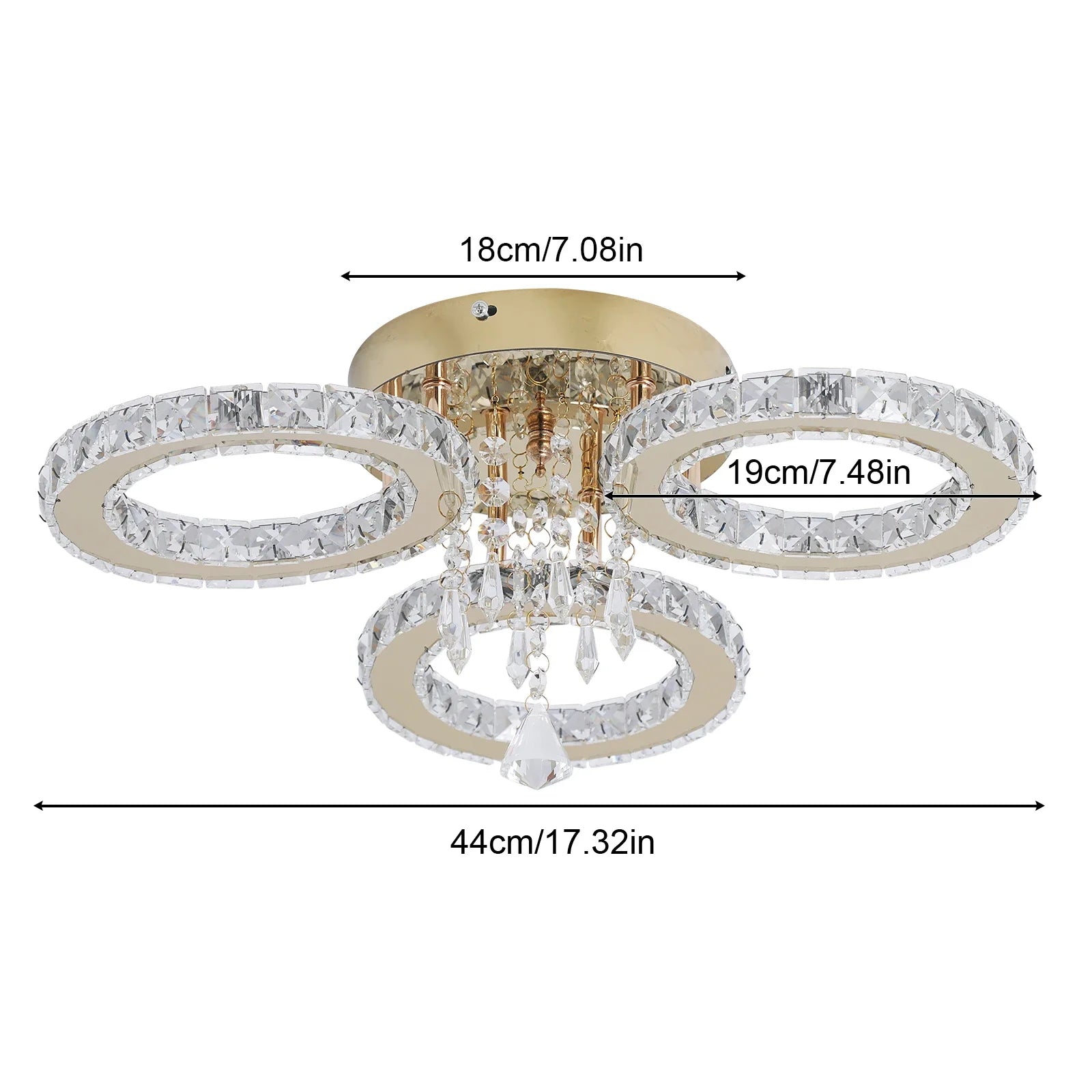 Luxury LED Crystal Ceiling Chandelier, 5-Ring or 3-Ring