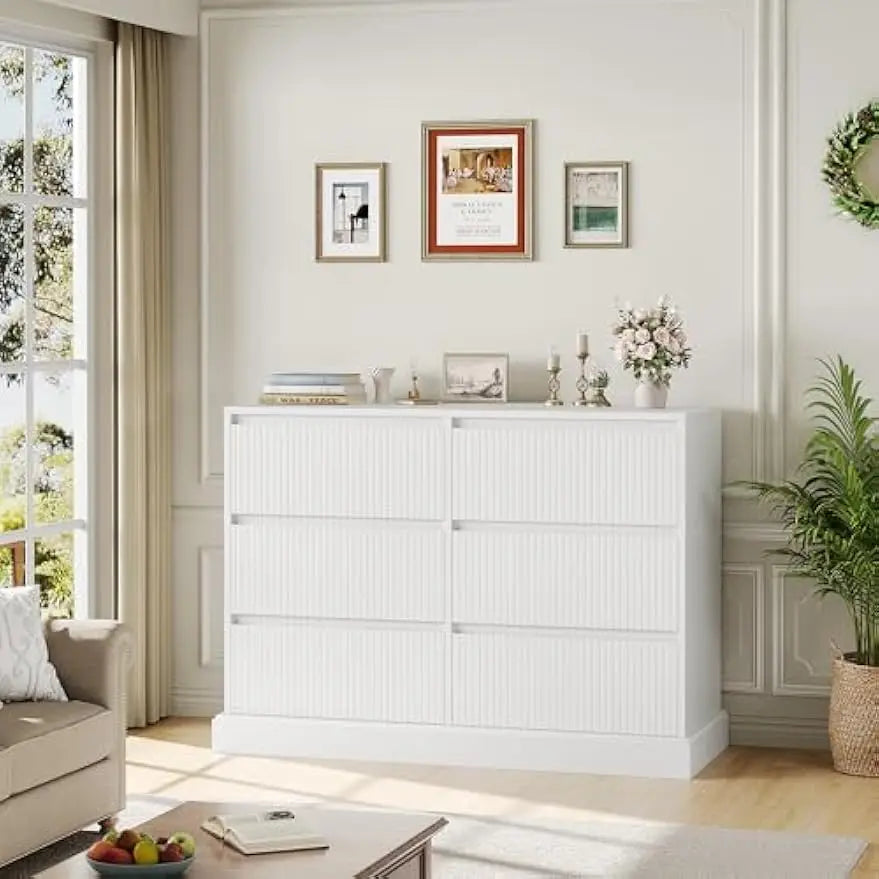 Modern 6-Drawer Dresser; Dining Room Sideboard