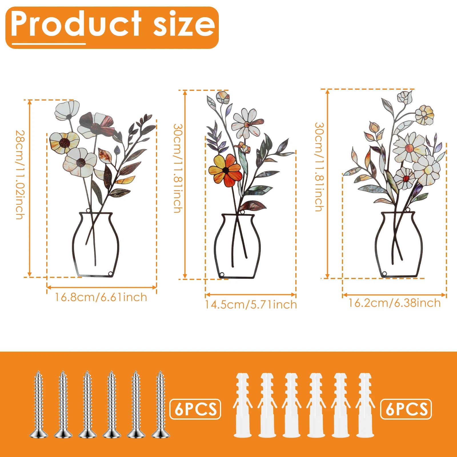 Floral Metal Sculptures Hanging Wall Decor