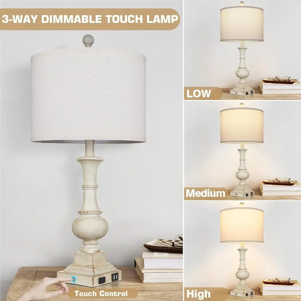 Retro Table Lamps, Set Of 2; Touch Control