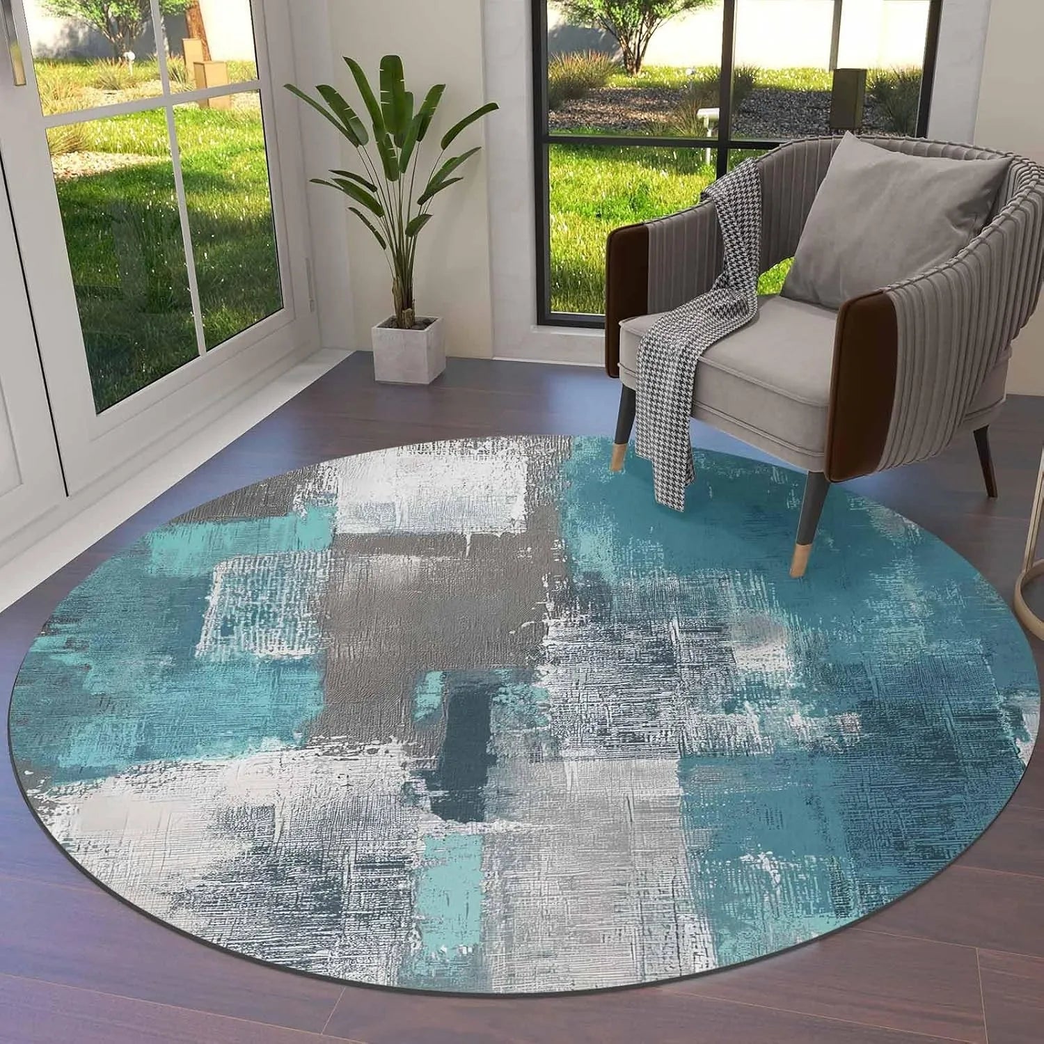 Modern Abstract Art Rug; Washable, 3 Designs/Sizes