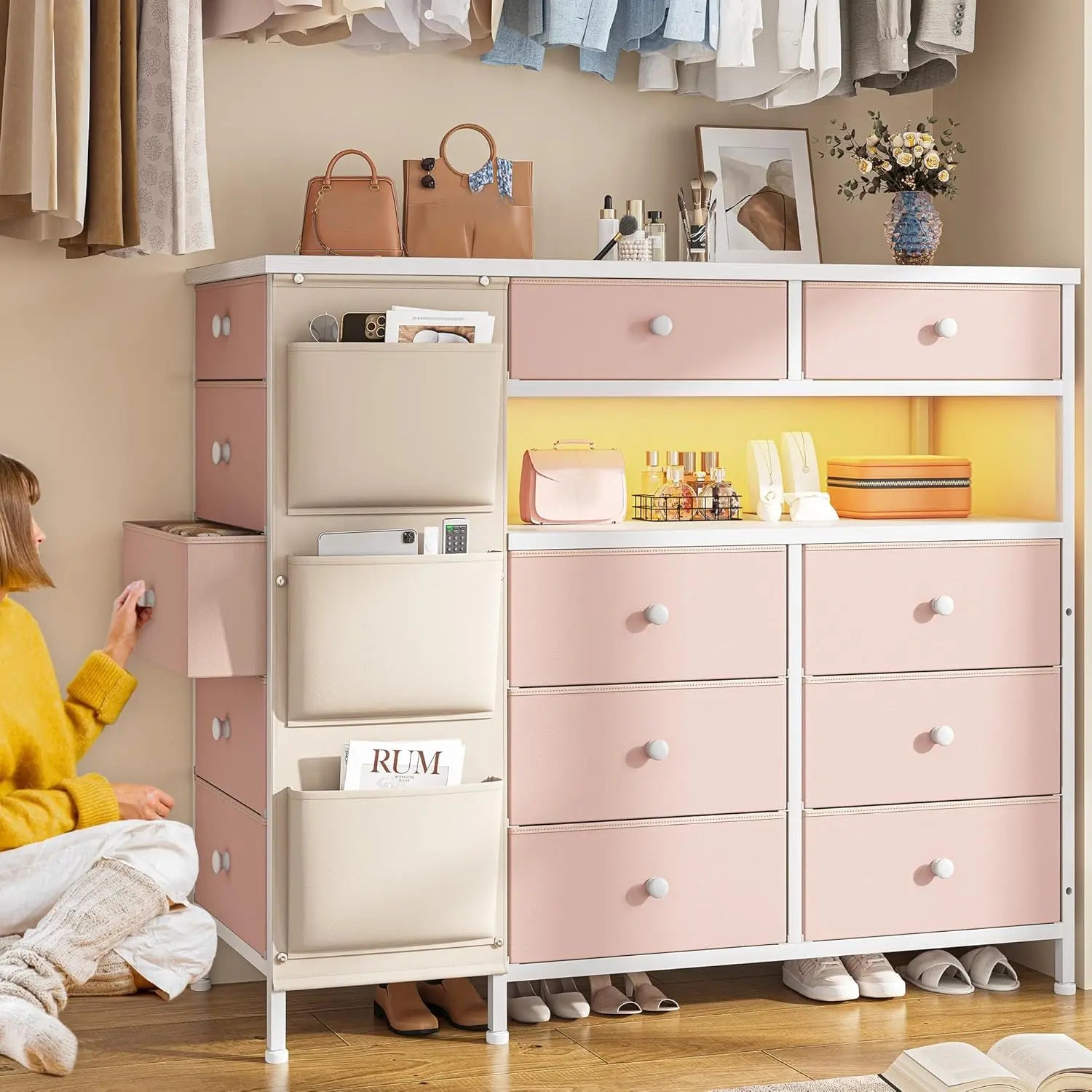 Dresser with 13 Fabric Drawers. Make This Perfect Anywhere in Your Home.